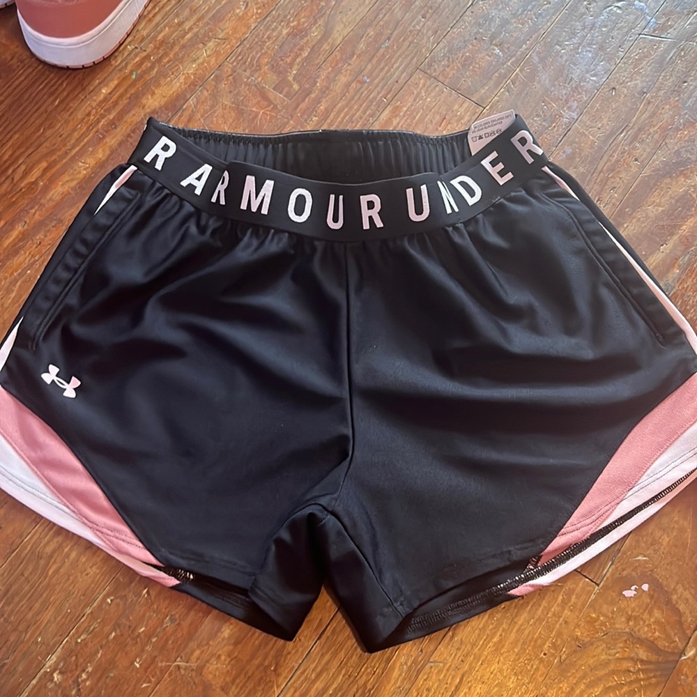 Pink under armour athletic shorts